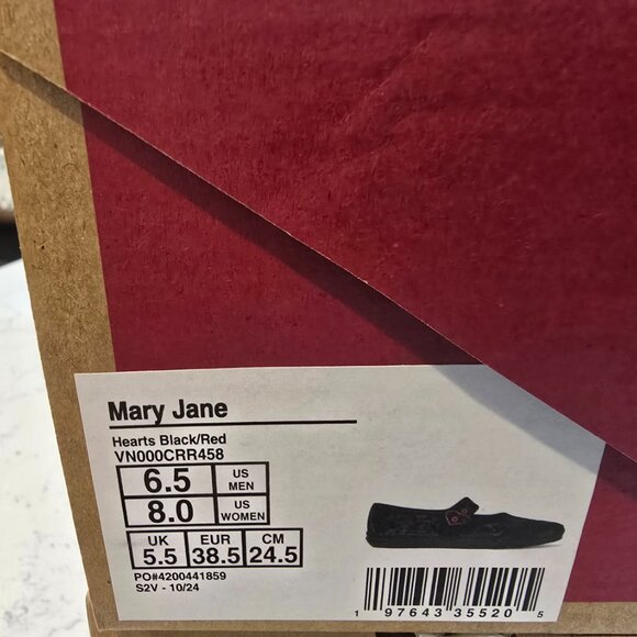 Vans MARY JANE Hearts Black VN000CRR458 Womens Sneakers Shoes size 8 BALLET NEW - Picture 8 of 12